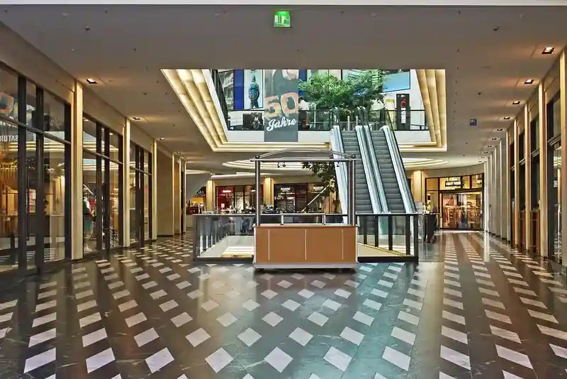 The main hall of a large, multi-story shopping mall, symbolizing shopping in San Antonio.